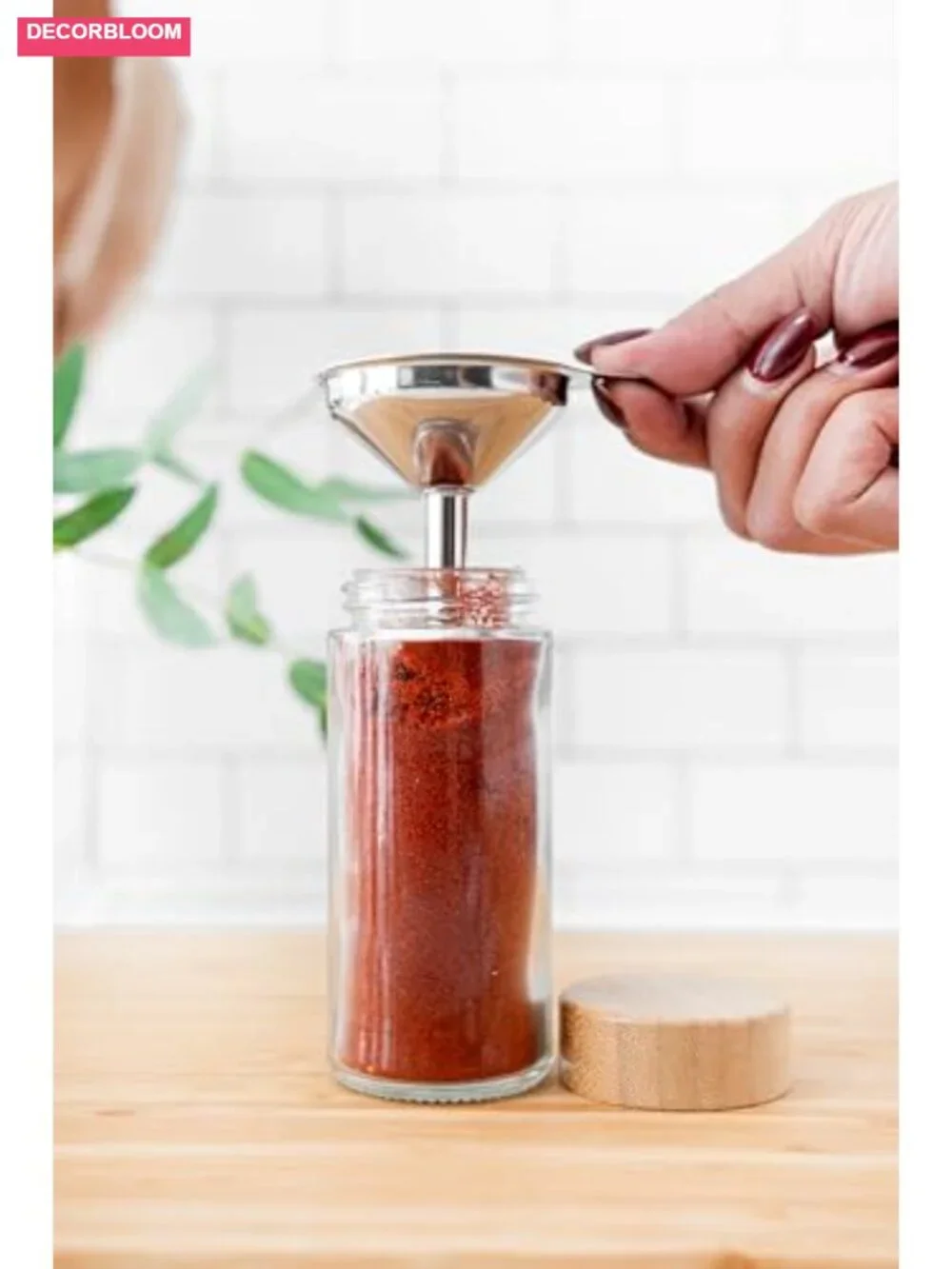 24 Glass Spice Jars with Bamboo Lids & 374 Labels, Shaker Lids